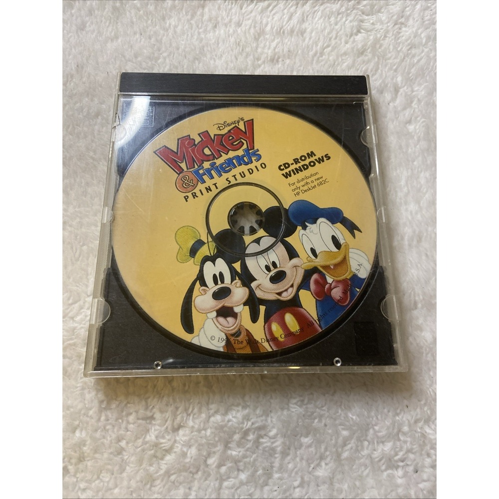 Mickey Print Studio PC CD ROM VTG Disney Windows 1996 Disc Only